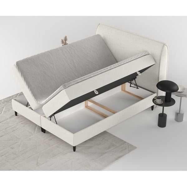 Letto boxspring crema con contenitore 180x200 cm Melba - Maison de Rêve-image-3