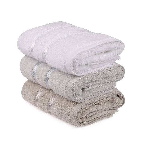 Set di 3 asciugamani in cotone beige Hobby , 50 x 90 cm Dolce - Foutastic-image-2