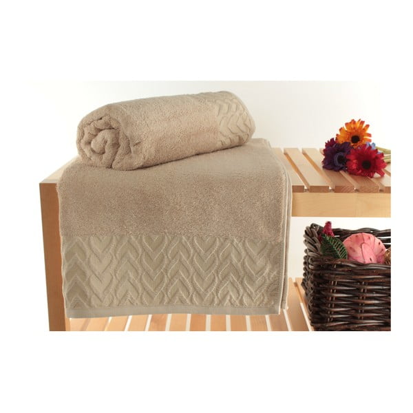 Set di 2 asciugamani da bagno marroni Madame Coco Kalp, 90 x 150 cm - Foutastic