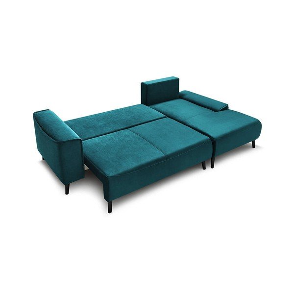 Divano letto in velluto color petrolio Hera Bis, angolo destro - Bobochic Paris-image-3