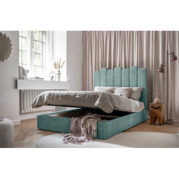 Letto matrimoniale imbottito turchese con contenitore con griglia 180x200 cm Dreamy Aurora - Miuform-image-4