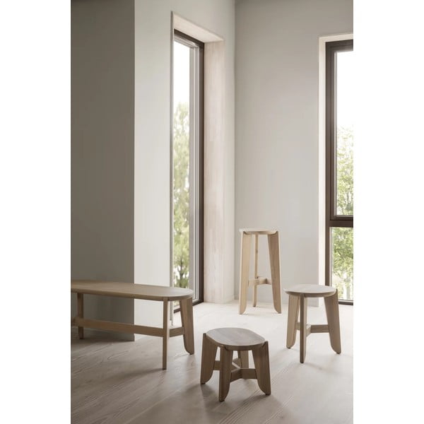 Sedia da bar di colore naturale in rovere massiccio (altezza della seduta 75 cm) Eli – Blomus-image-2