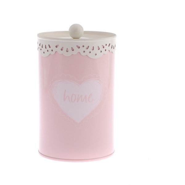 Růžová plechová dóza Dakls Te Amo, 1,1 l