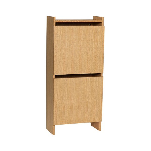 Scarpiera di colore naturale con effetto rovere con ante ribaltabili 50x110x24 cm Forma – Hübsch