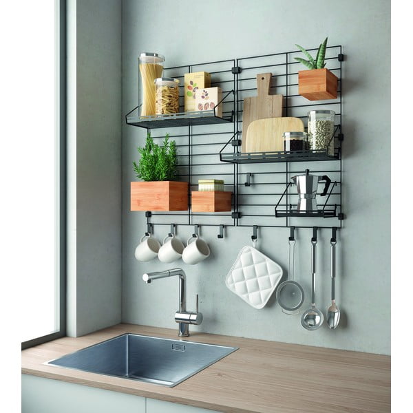 Ganci di sospensione in acciaio nero lucido in set di 3 pezzi Mural - Metaltex-image-3