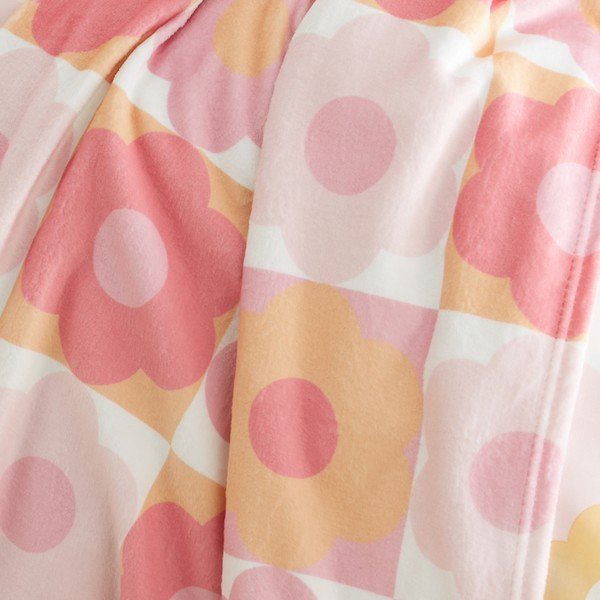 Coperta per neonati in microflanella rosa 130x170 cm Retro Daisy - Catherine Lansfield-image-1