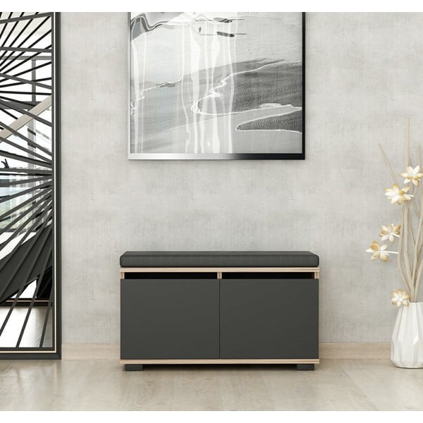 Scarpiera nera in noce con panca Drago - Kalune Design-image-2