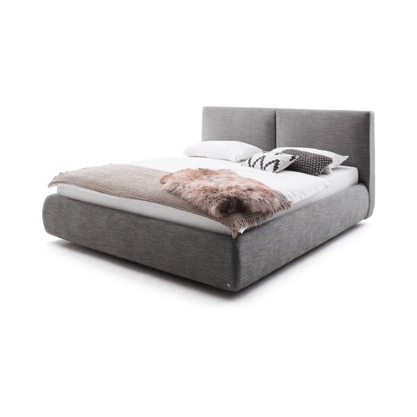 Letto matrimoniale imbottito grigio scuro con contenitore con rete inclusa 180x200 cm Atesio – Meise Möbel-image-3