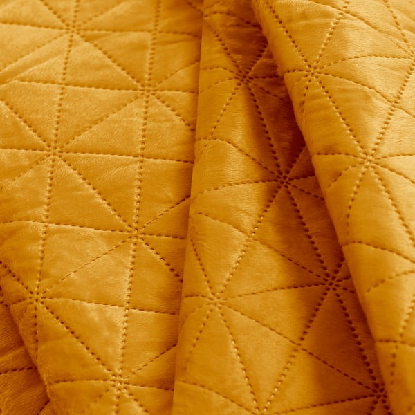 Copriletto trapuntato in velluto giallo 260x280 cm Laila - AmeliaHome-image-3