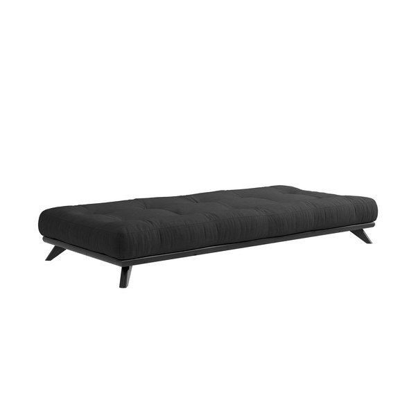 Letto singolo in pino massiccio nero con materasso matrimoniale, 90 x 200 cm Senza - Karup Design