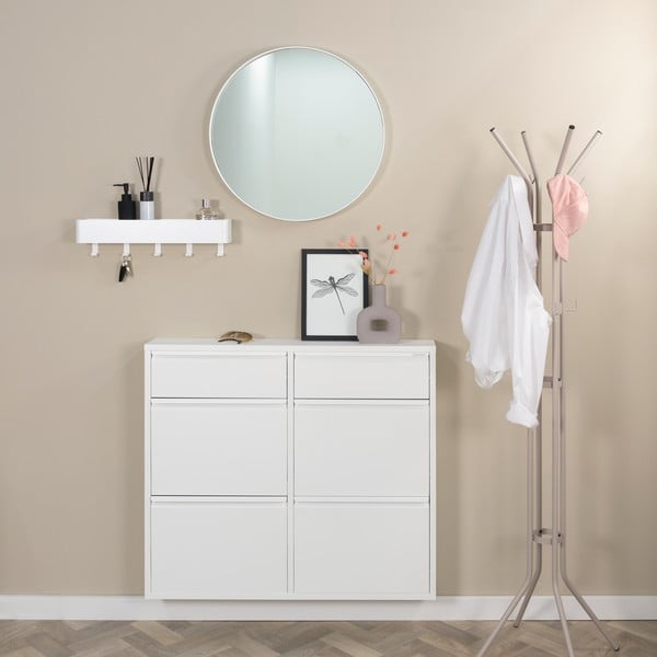 Scarpiera bianca in metallo con ante ribaltabili 98x86x15 cm Billy – Spinder Design-image-1