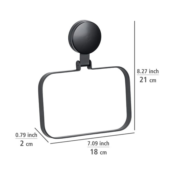 Porta asciugamani a parete Static-Loc® Plus nero Pavia - Wenko-image-3