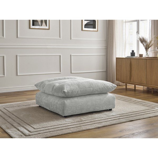 Poggiapiedi grigio chiaro con rivestimento in ciniglia Neil – Bobochic Paris-image-1