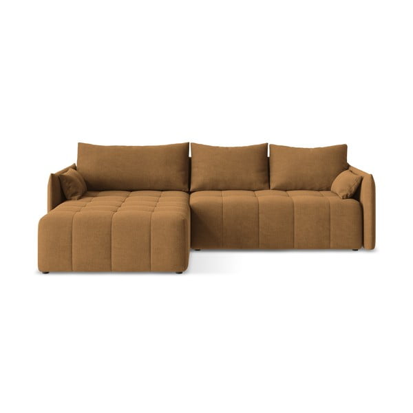 Divano angolare color terracotta allungabile/con contenitore (con penisola a sinistra/con chaise lounge) Moku – Makamii