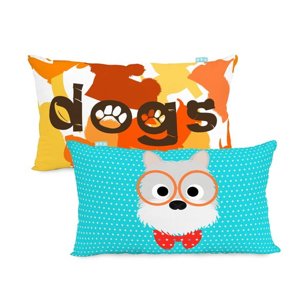 Federa reversibile in cotone 50 x 30 cm Dogs - Mr. Fox-image-3