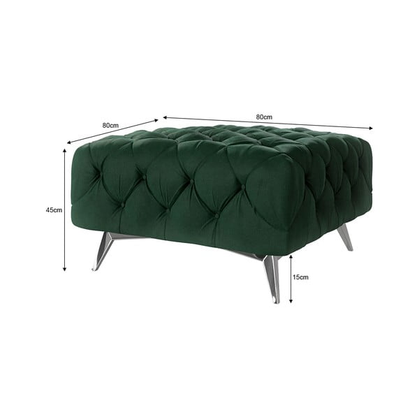 Poggiapiedi verde scuro con rivestimento in velluto Chelsea – Ropez-image-3