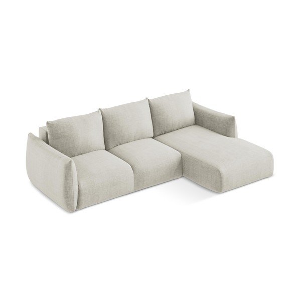 Divano angolare beige allungabile (con penisola a destra/con chaise lounge) Leila – Makamii-image-3
