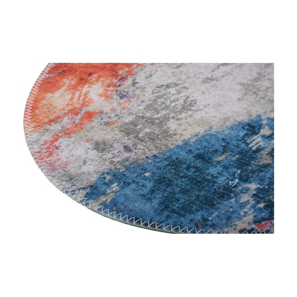 Tappeto rotondo lavabile blu-arancio ø 100 cm - Vitaus-image-2