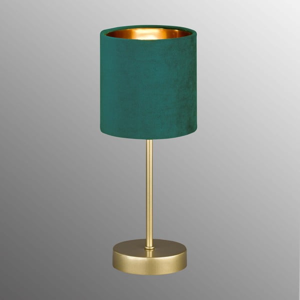 Lampada da tavolo verde/dorata in metallo con paralume in tessuto (altezza 34 cm) Aura – Fischer & Honsel-image-1