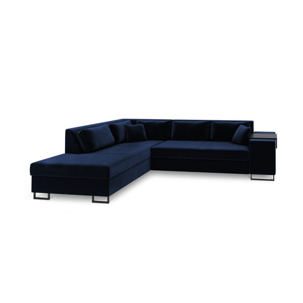 Divano letto angolare in velluto blu, angolo sinistro York - Cosmopolitan Design