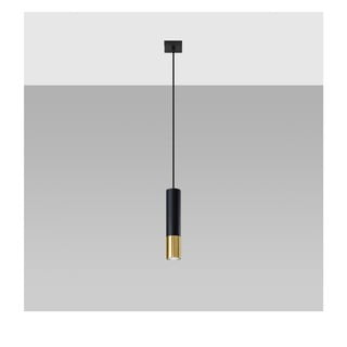 Lampada a sospensione con paralume in metallo di colore nero-oro 8x8 cm Longbot - Nice Lamps