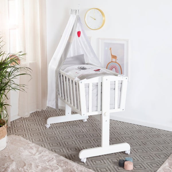 Culla bianca con ruote/con baldacchino 40x90 cm Adam & Eule – Roba-image-1