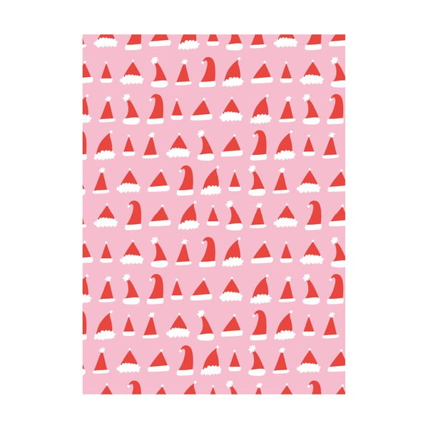 5 fogli di carta da regalo rosa e rossa , 50 x 70 cm Santa Hats - eleanor stuart