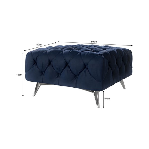 Poggiapiedi blu scuro con rivestimento in velluto Chelsea – Ropez-image-3