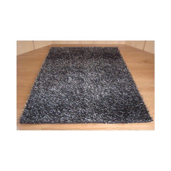 Koberec Shaggy Black Silver, 60x100 cm