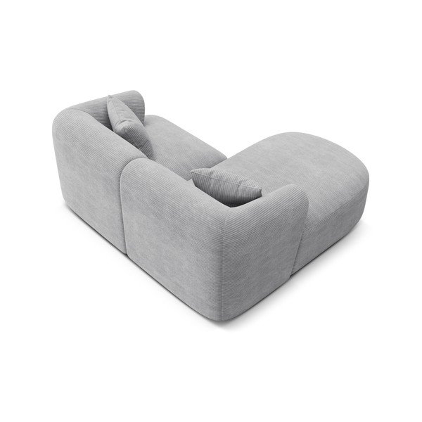 Divano angolare grigio chiaro (con penisola a sinistra/con chaise lounge) con rivestimento in velluto a coste Campi – Cosmopolitan Design-image-3