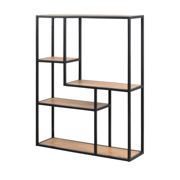 Libreria da parete nera-color legno naturale effetto rovere 75x91 cm Seaford - Actona-image-2