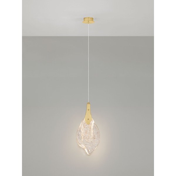 Lampadario LED dorato in acciaio con paralume in vetro con intensità regolabile ø 17,5 cm Bellina – Nova Luce-image-4