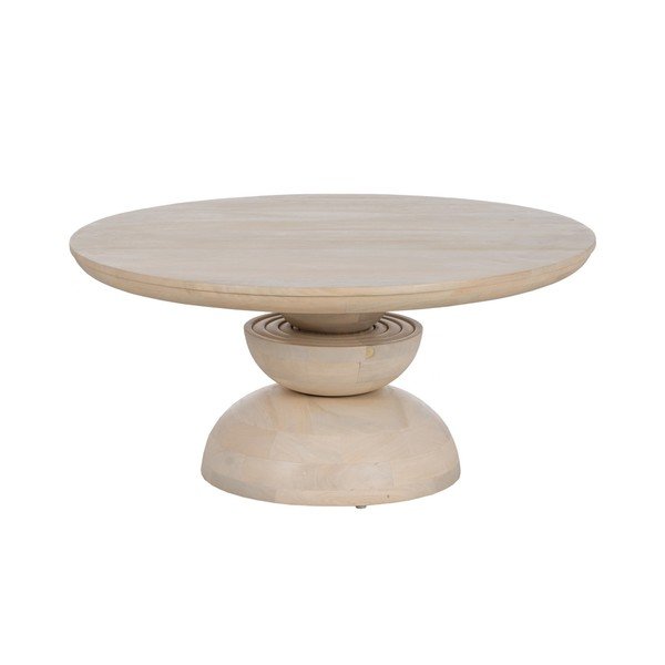 Tavolino rotondo color crema in legno di mango ø 90 cm Batel - Ixia