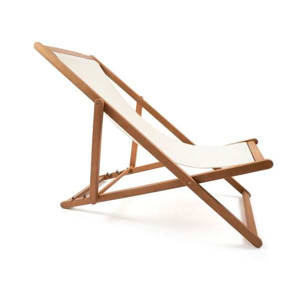 Sdraio da giardino pieghevole beige in legno di acacia Deck - Bonami Essentials-image-2