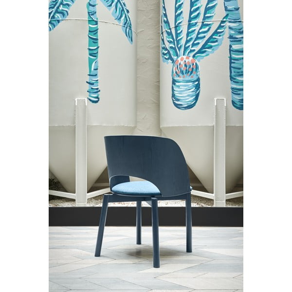 Sedia da pranzo blu in imbottito Dam – Teulat-image-1