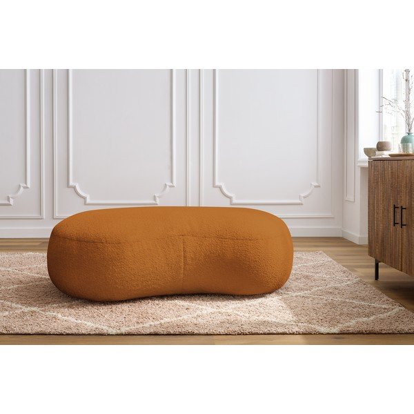 Poggiapiedi in tessuto bouclé color senape Saint-Germain - Bobochic Paris-image-1