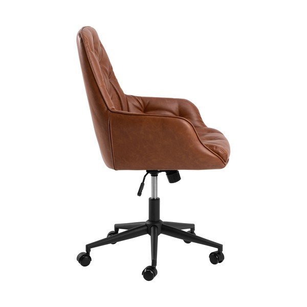 Sedia da ufficio in similpelle marrone cognac Erik - Actona-image-4