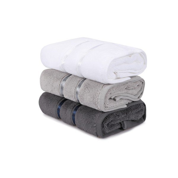 Set di 3 asciugamani in cotone grigio Hobby , 50 x 90 cm Dolce - Foutastic-image-3