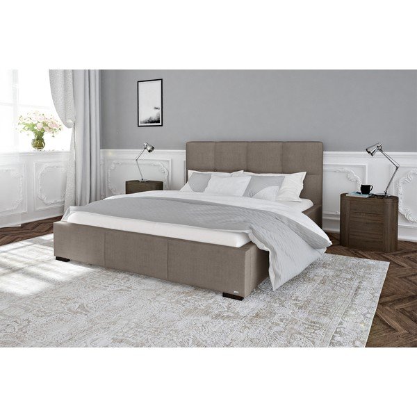 Letto matrimoniale grigio e marrone con griglia e contenitore , 140 x 200 cm Fascination - Guy Laroche Home-image-1