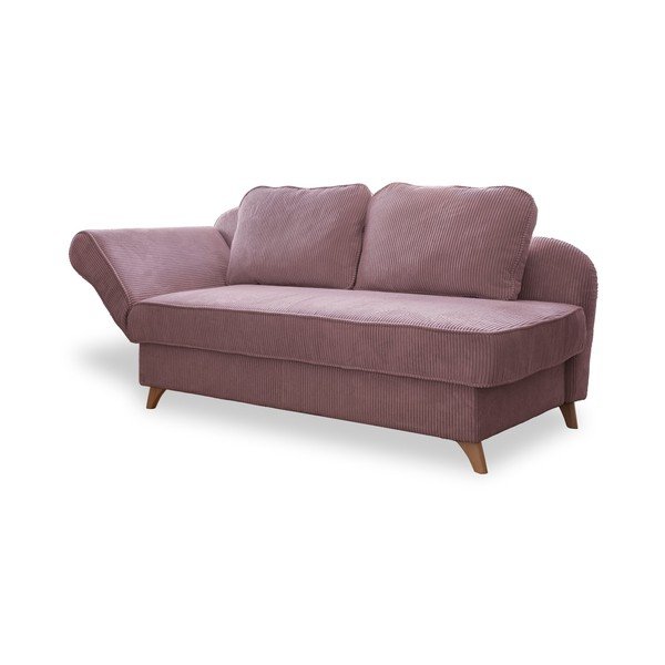Chaise longue rosa polveroso (con penisola a sinistra) con rivestimento in velluto a coste Chic Charlotte – Miuform