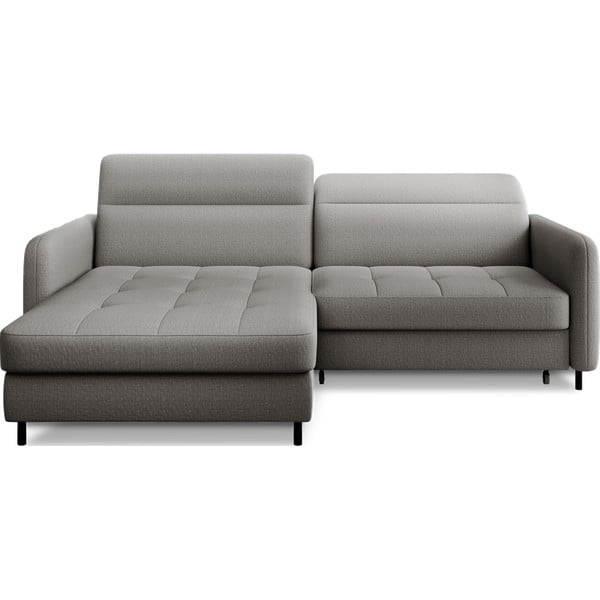 Divano angolare grigio allungabile/con contenitore (con penisola a sinistra/con chaise lounge) e rivestimento in velluto Gomsi – ELTAP