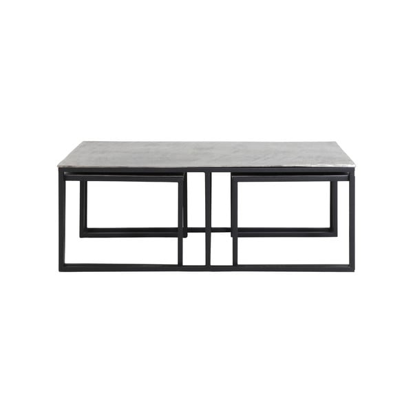 Set di 3 tavolini in metallo nero-grigio scuro 50x120 cm Kumalu - Light & Living-image-2