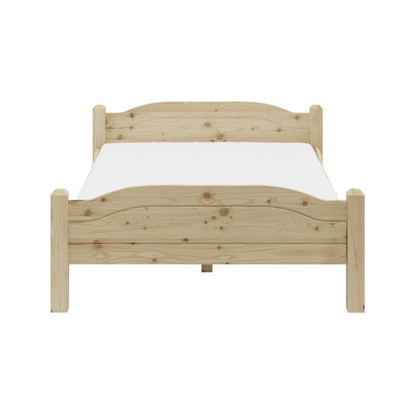 Letto matrimoniale di colore naturale in pino massiccio 140x200 cm Liva – Olivia Living-image-2