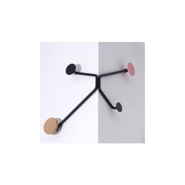 Appendiabiti da parete nero per angolo esterno con dettaglio rosa Hook - Gazzda-image-3