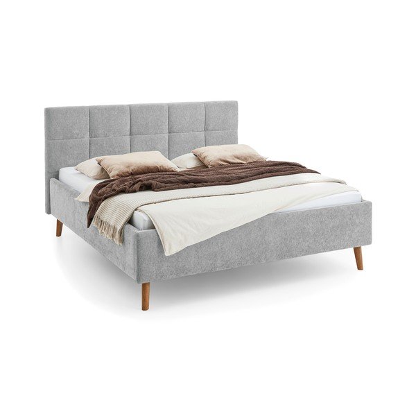 Letto matrimoniale imbottito grigio con contenitore con rete inclusa 180x200 cm Nova – Meise Möbel