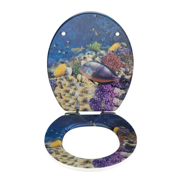 Sedile per wc con immagine 3D e chiusura facilitata Bellevue, 44,5 x 38 cm Fish - Wenko-image-2