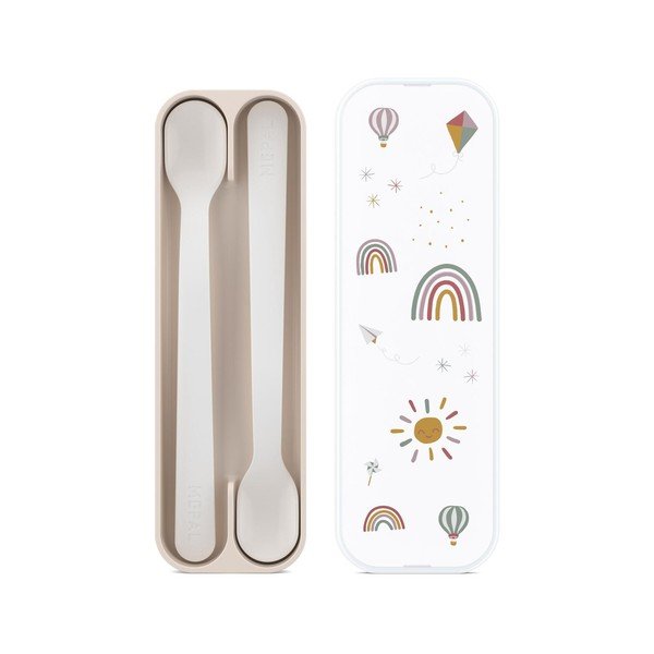 Set di cucchiai da bambini beige in plastica 2 pz Sunshine & Rainbow – Mepal