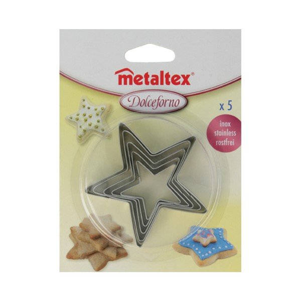 Set di 5 tagliabiscotti a forma di stella - Metaltex-image-1