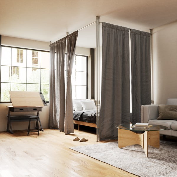 Telaio divisorio per tende argentato in acciaio Anywhere – Umbra-image-1