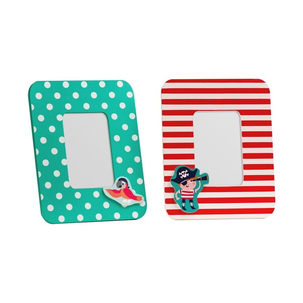 Cornici in legno rosso-turchese in set di 2 pezzi 18x23 cm Pirate - Premier Housewares
